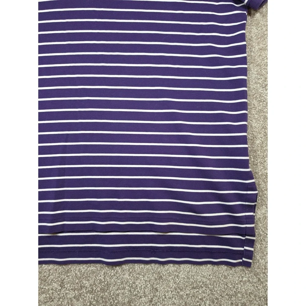 Polo Ralph Lauren Men's Large Pima Soft Touch Striped Polo Shirt Purple White